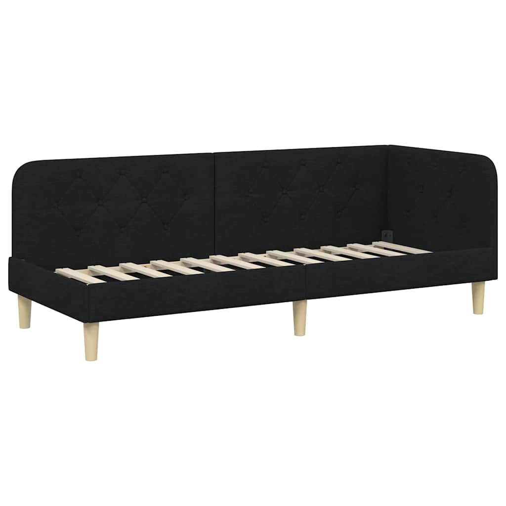 Hoekbedframe met matras met hoofdeinde Zwart 80 x 200 cm Stof