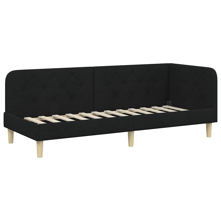 Hoekbedframe met matras met hoofdeinde Zwart 80 x 200 cm Stof