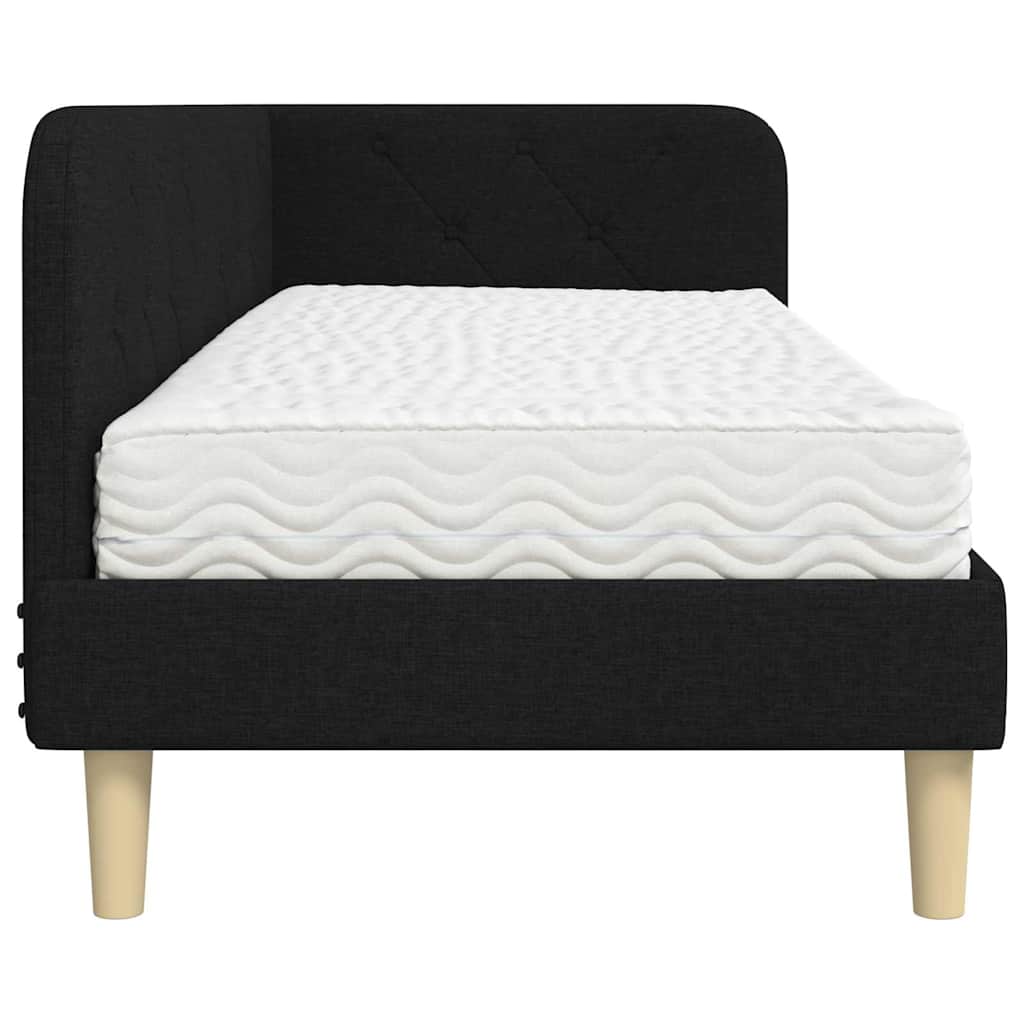 Hoekbedframe met matras met hoofdeinde Zwart 80 x 200 cm Stof