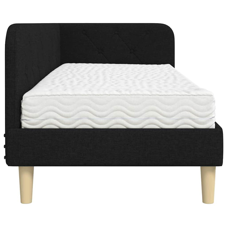 Hoekbedframe met matras met hoofdeinde Zwart 80 x 200 cm Stof
