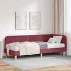 Hoekbedframe 204x84x72 cm stof wijnrood met matras
