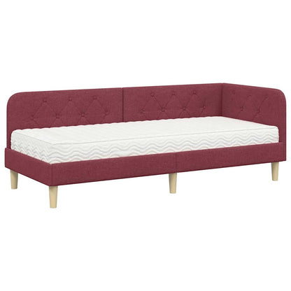 Hoekbedframe met matras Wijnrood 80 x 200 cm Stof