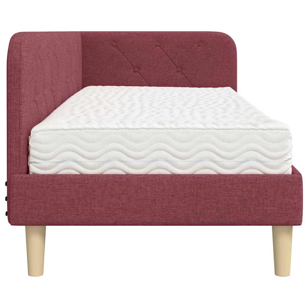 Hoekbedframe met matras Wijnrood 80 x 200 cm Stof