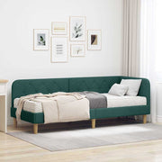 Hoekbedframe stof donkergroen 80x200 cm met matras