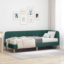 Hoekbedframe met matras Donkergroen 80 x 200 cm Stof