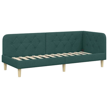 Hoekbedframe met matras Donkergroen 80 x 200 cm Stof