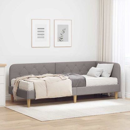 Hoekbedframe met matras met hoofdeinde Taupe 80 x 200 cm Stof