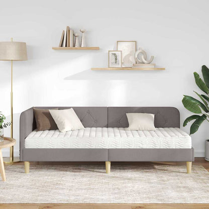 Hoekbedframe met matras met hoofdeinde Taupe 80 x 200 cm Stof