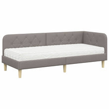 Hoekbedframe met matras met hoofdeinde Taupe 80 x 200 cm Stof