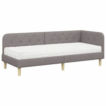 Hoekbedframe met matras met hoofdeinde Taupe 80 x 200 cm Stof