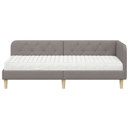 Hoekbedframe met matras met hoofdeinde Taupe 80 x 200 cm Stof