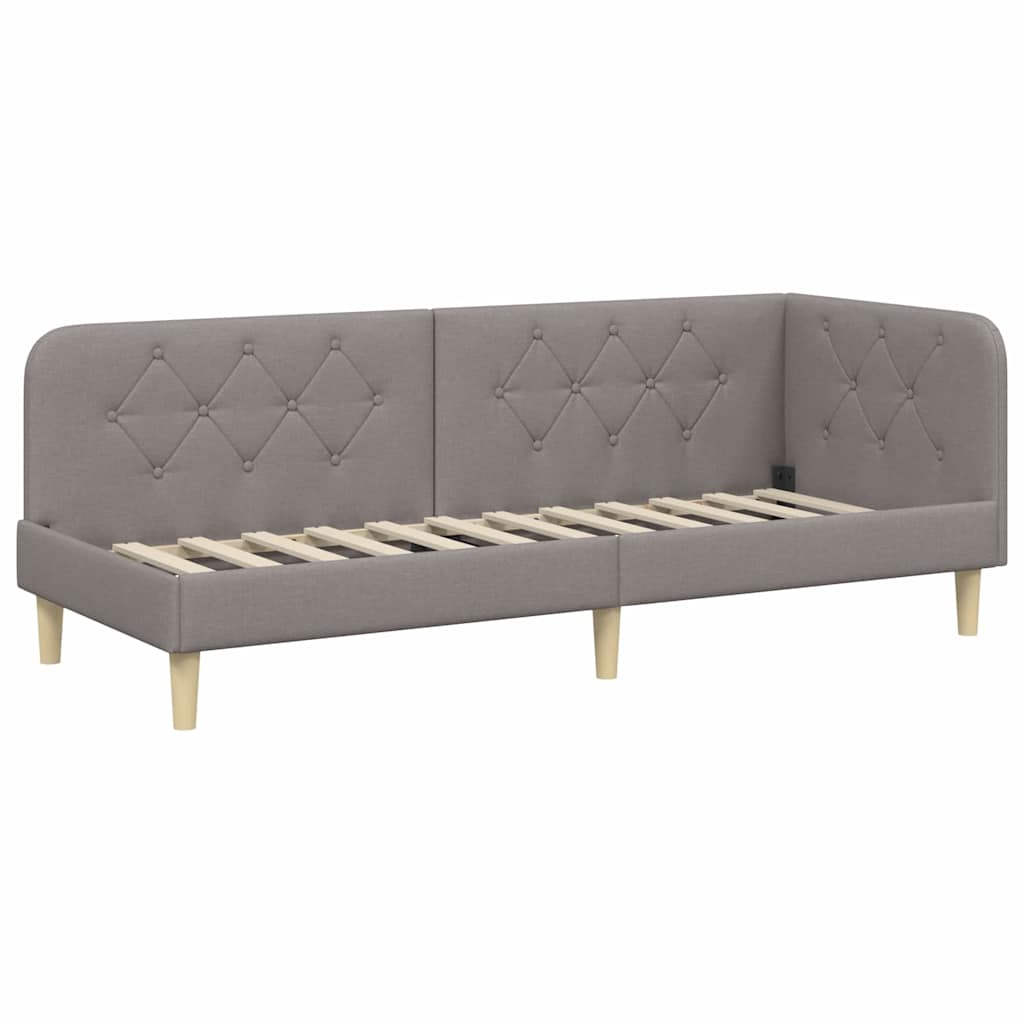 Hoekbedframe met matras met hoofdeinde Taupe 80 x 200 cm Stof