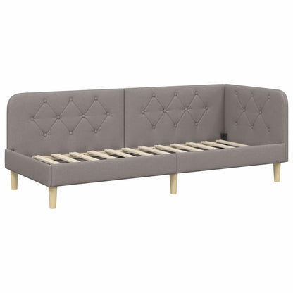 Hoekbedframe met matras met hoofdeinde Taupe 80 x 200 cm Stof