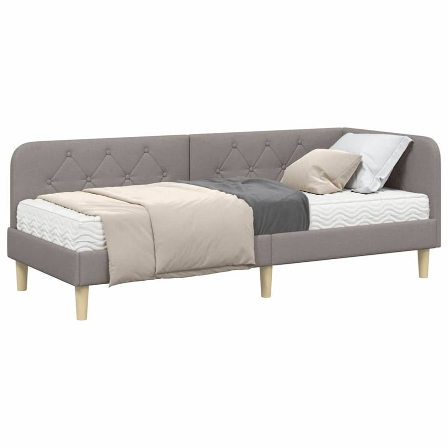 Hoekbedframe met matras met hoofdeinde Taupe 80 x 200 cm Stof