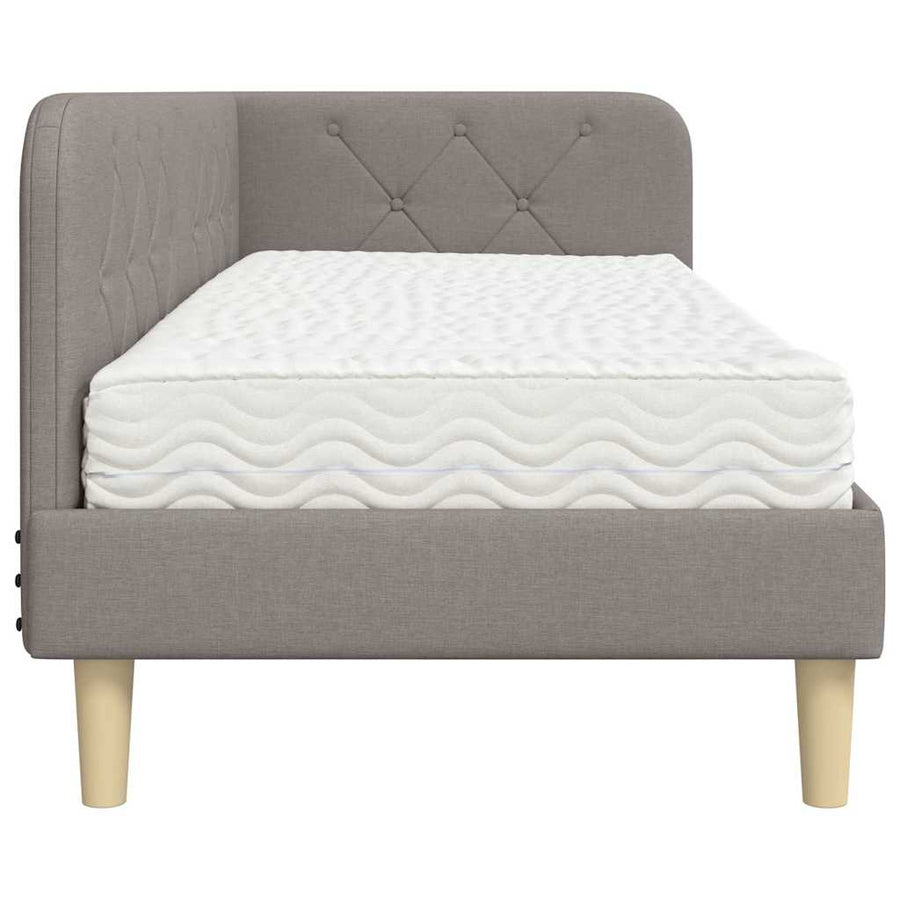 Hoekbedframe met matras met hoofdeinde Taupe 80 x 200 cm Stof