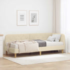 Hoekbedframe 80x200 cm stof crème met matras