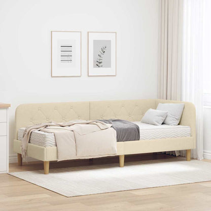 Hoekbedframe met matras met hoofdeinde Crème 80 x 200 cm Stof