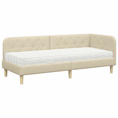 Hoekbedframe met matras met hoofdeinde Crème 80 x 200 cm Stof