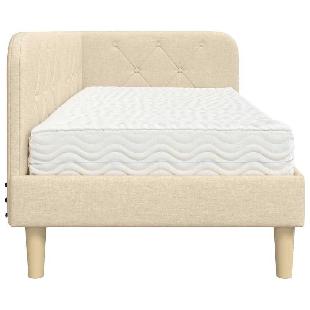 Hoekbedframe met matras met hoofdeinde Crème 80 x 200 cm Stof
