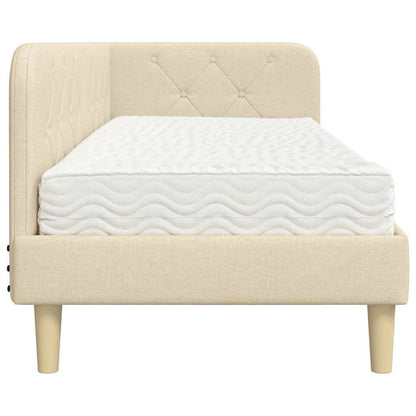 Hoekbedframe met matras met hoofdeinde Crème 80 x 200 cm Stof
