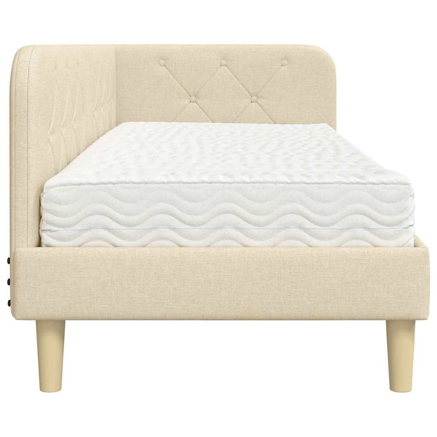 Hoekbedframe met matras met hoofdeinde Crème 80 x 200 cm Stof
