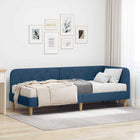 Hoekbedframe 80x200 cm blauw stof