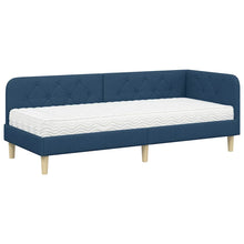 Hoekbedframe met matras met hoofdeinde Blauw 80 x 200 cm Stof