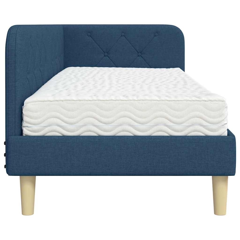 Hoekbedframe met matras met hoofdeinde Blauw 80 x 200 cm Stof