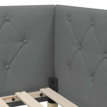 Hoekbedframe met matras Donkergrijs 90 x 190 cm Stof