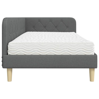 Hoekbedframe met matras Donkergrijs 90 x 190 cm Stof