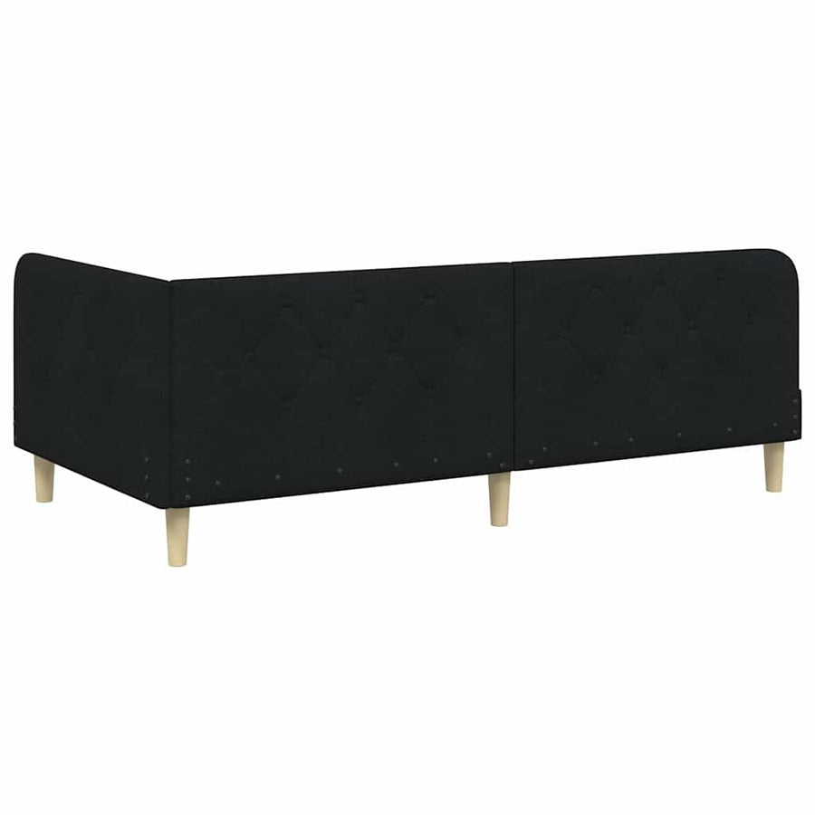 Hoekbedframe met matras met hoofdeinde Zwart 90 x 190 cm Stof