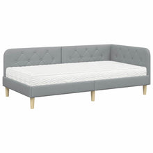 Hoekbedframe met matras Lichtgrijs 90 x 200 cm Stof