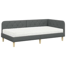 Hoekbedframe met matras Donkergrijs 90 x 200 cm Stof