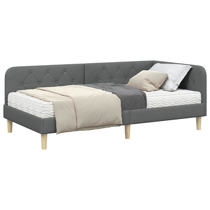 Hoekbedframe met matras Donkergrijs 90 x 200 cm Stof