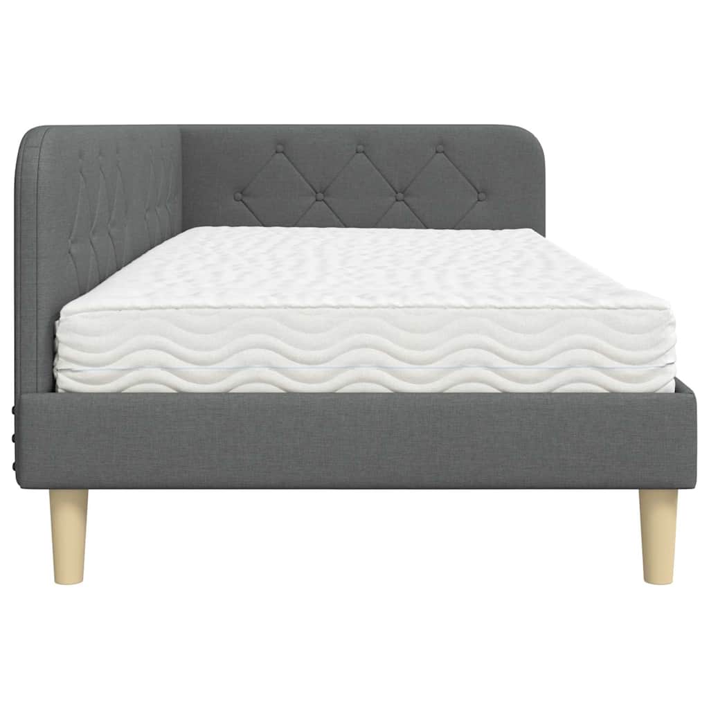 Hoekbedframe met matras Donkergrijs 90 x 200 cm Stof
