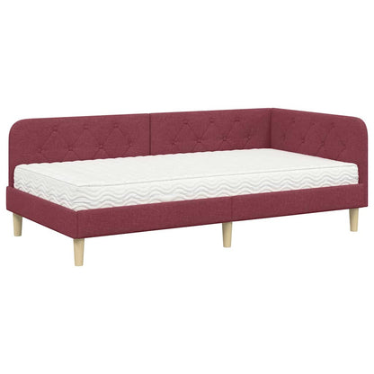 Hoekbedframe met matras Wijnrood 90 x 200 cm Stof