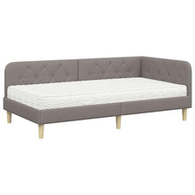 Hoekbedframe met matras met hoofdeinde Taupe 90 x 200 cm Stof