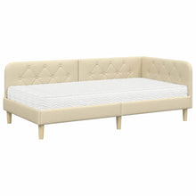 Hoekbedframe met matras met hoofdeinde Crème 90 x 200 cm Stof