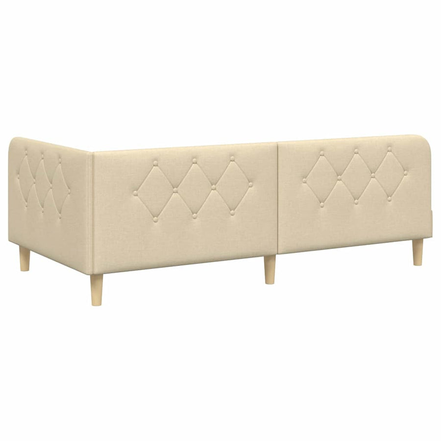 Hoekbedframe met matras met hoofdeinde Crème 90 x 200 cm Stof