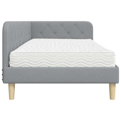 Hoekbedframe met matras Lichtgrijs 100 x 200 cm Stof