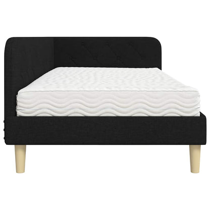 Hoekbedframe met matras met hoofdeinde Zwart 100 x 200 cm Stof