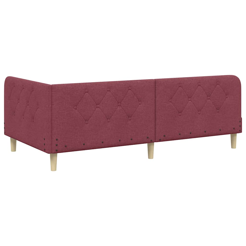 Hoekbedframe met matras Wijnrood 100 x 200 cm Stof
