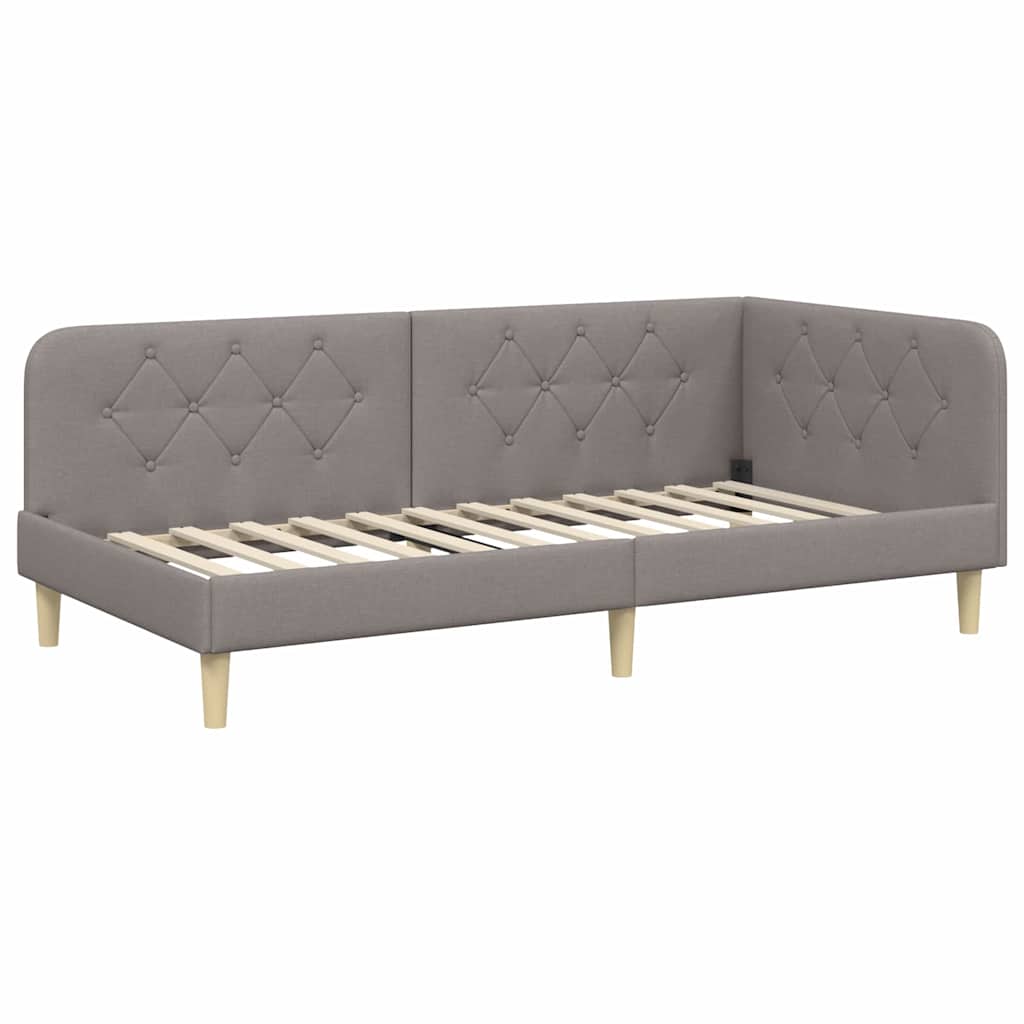 Hoekbedframe met matras met hoofdeinde Taupe 100 x 200 cm Stof