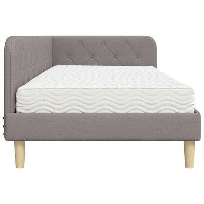 Hoekbedframe met matras met hoofdeinde Taupe 100 x 200 cm Stof