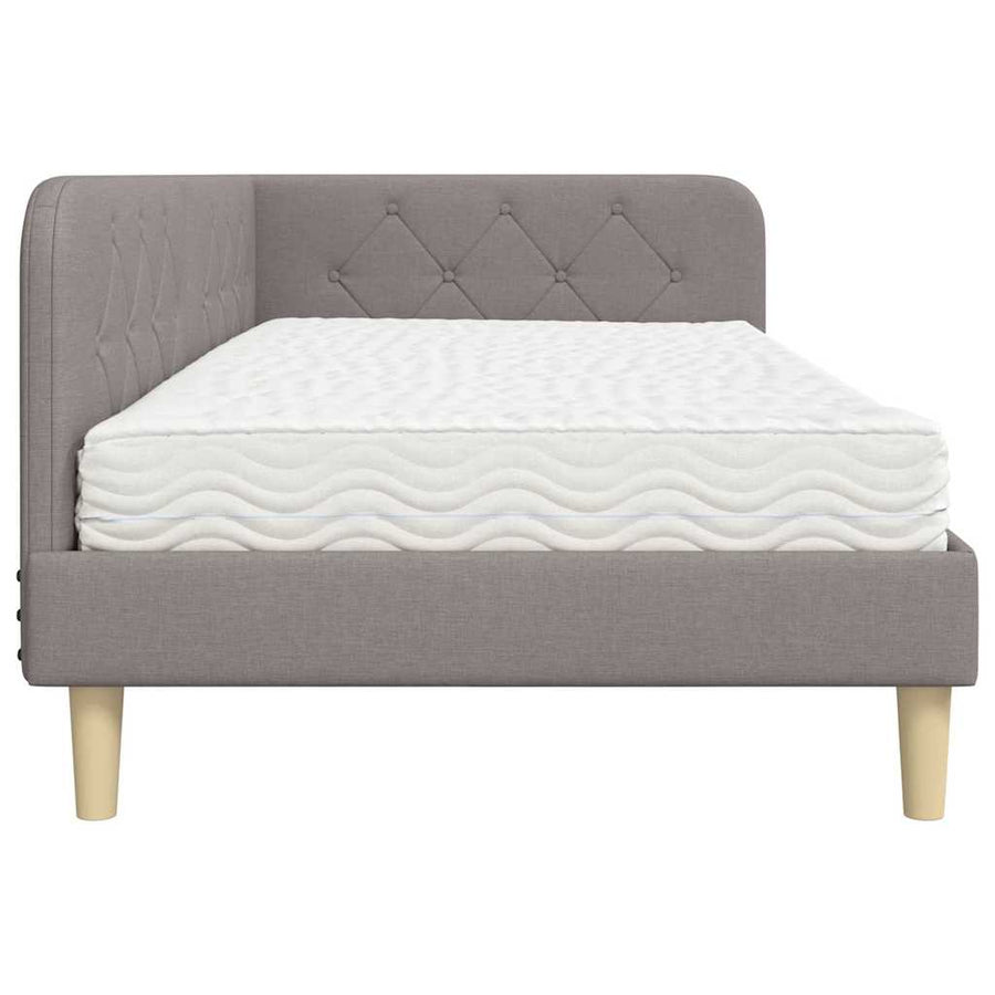 Hoekbedframe met matras met hoofdeinde Taupe 100 x 200 cm Stof