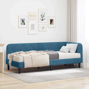 Hoekbedframe blauw 80x200 cm fluweel met matras