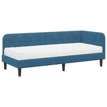Hoekbedframe met matras Blauw 80 x 200 cm Fluweel