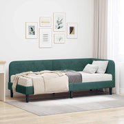 Hoekbedframe met matras 80x200 cm donkergroen fluweel