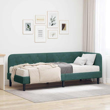 Hoekbedframe met matras Donkergroen 80 x 200 cm Fluweel