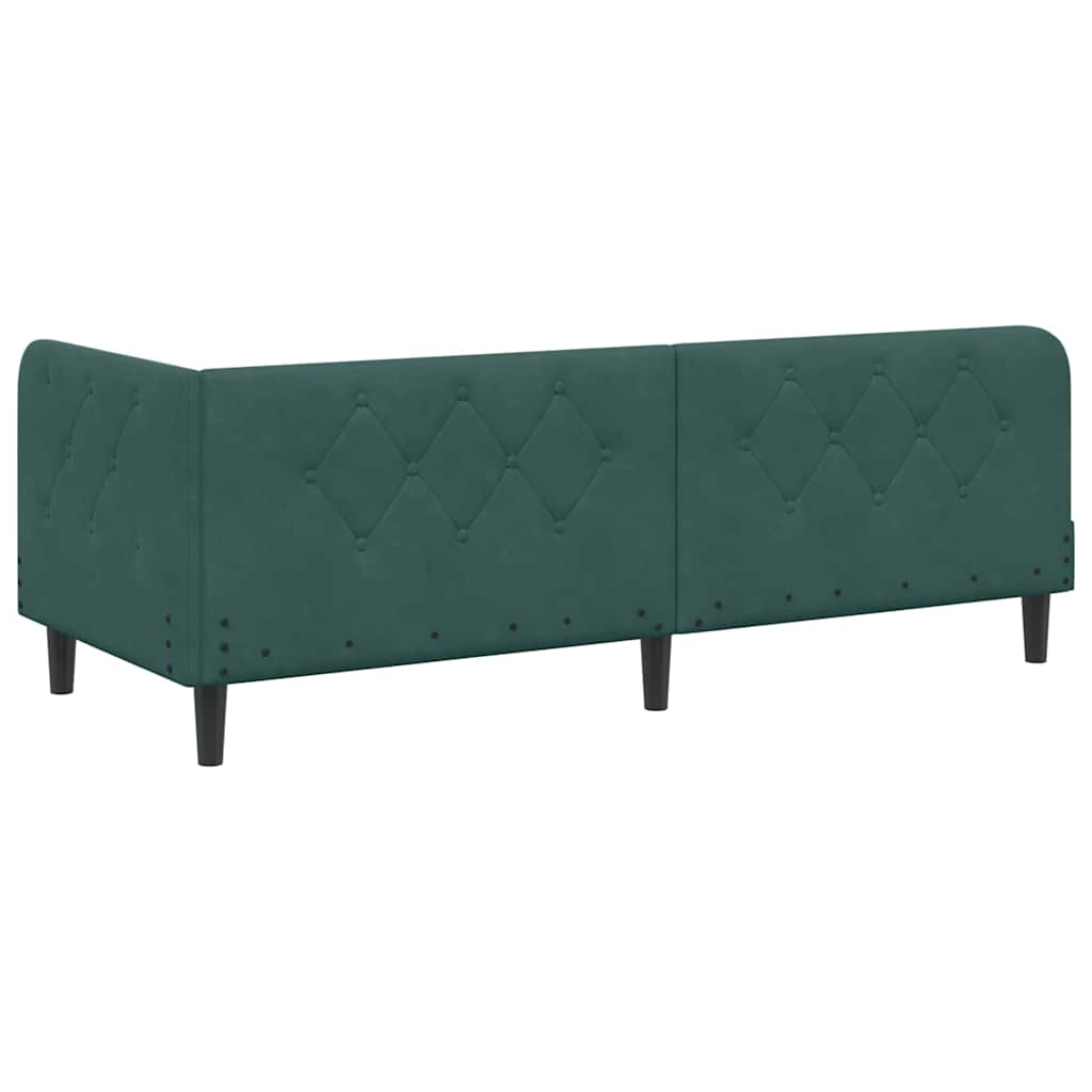 Hoekbedframe met matras Donkergroen 80 x 200 cm Fluweel